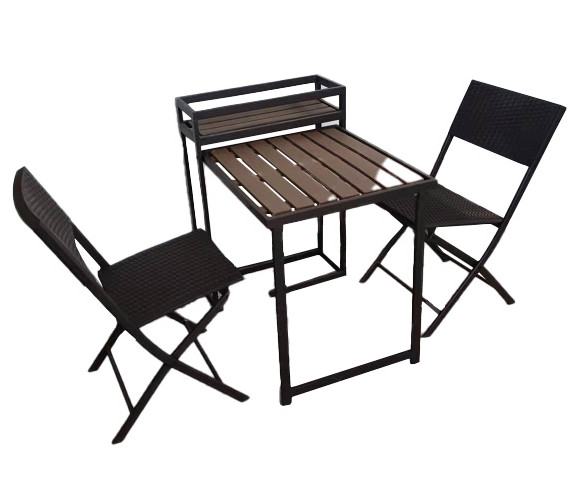 Garden Folding Plastic Polywood Table Set With 3 Flower Shelf