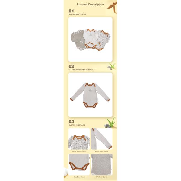 Summer Outdoor Sun Comfy Bodysuit Long Sleeve Baby Romper With Snap Button Knitted Fabric