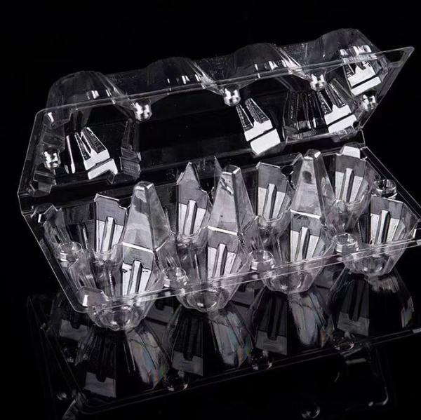 8 Holes Thickened Disposable Plastic Egg Tray PET Transparent With Hinged Design