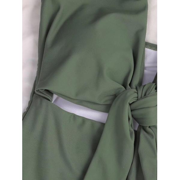 Solid Color Ladies One Piece Swimsuit Chest Tether Sexy Bathing Suits One Piece