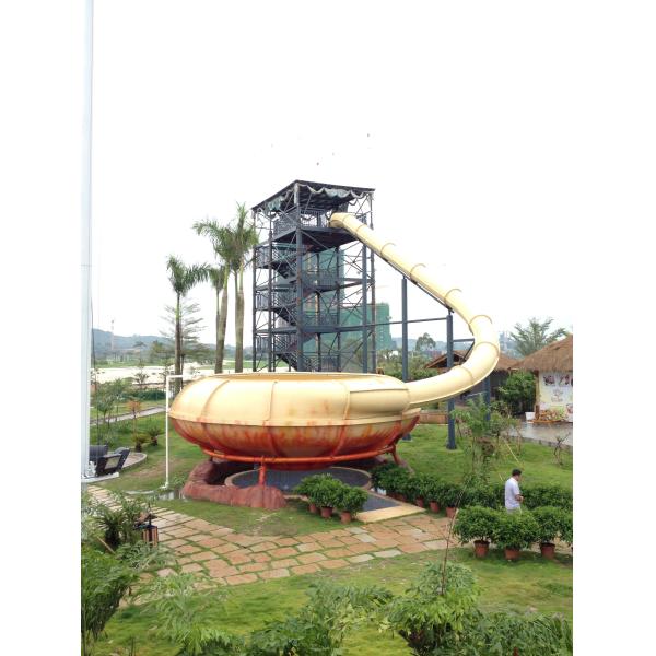 Red / Yellow Aqua Park Equipment 16m Space Bowl Water Slide For Water Park