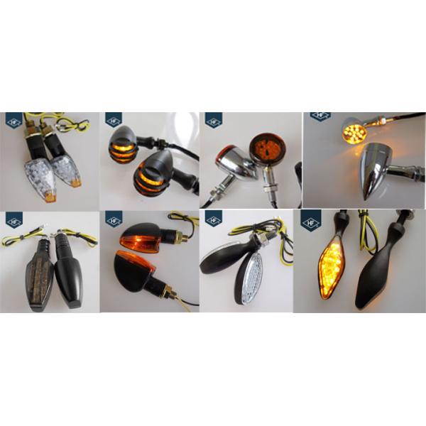 Cafe Racer Black Metal Harley Led Turn Signals , Amber Motorcycle Front Turn Signals