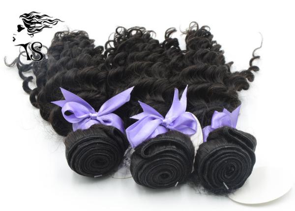 Grade 8A Brazilian Weft Hair Extensions , Deep Wave Curly Human Hair Extensions