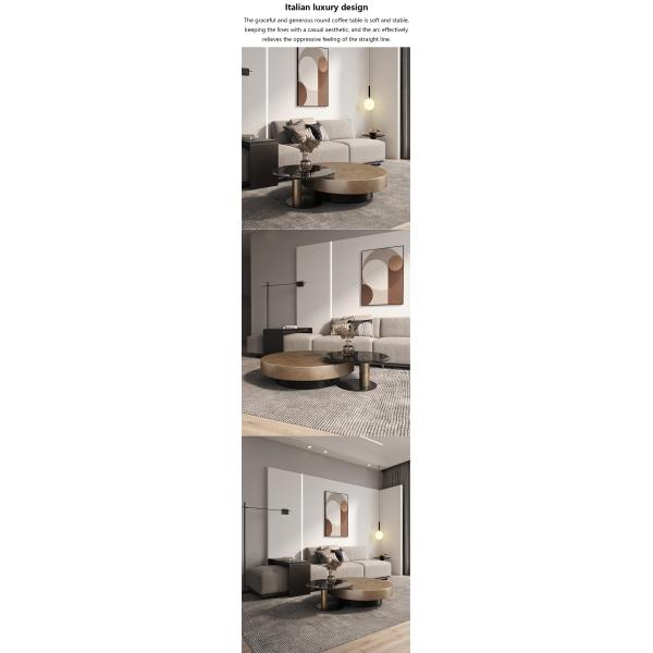 80X32 Stainless Steel Circle Round Glass Top Coffee Table Black Gold Base