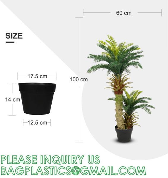 Gorgeous Cycas Revoluta Sago Palm Tree Artificial Plant with Nursery Pot, Feel Real Technology, 28 Long & Giant