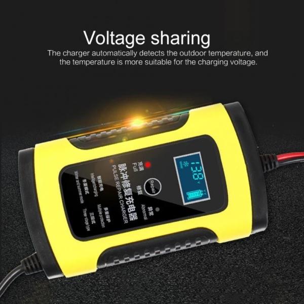 Motorcycle  12V 6A Fully Intelligent Pulse Repair Charger LCD Display For