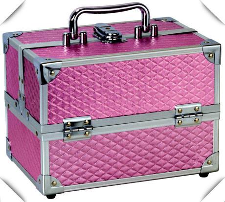 Pink Aluminum Beauty Case , Portable Aluminum Cosmetic Display Case