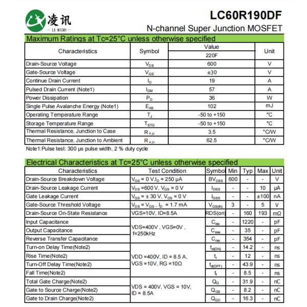 19А 600В 160мΩ Полупроводник высокой мощности для промышленных источников питания