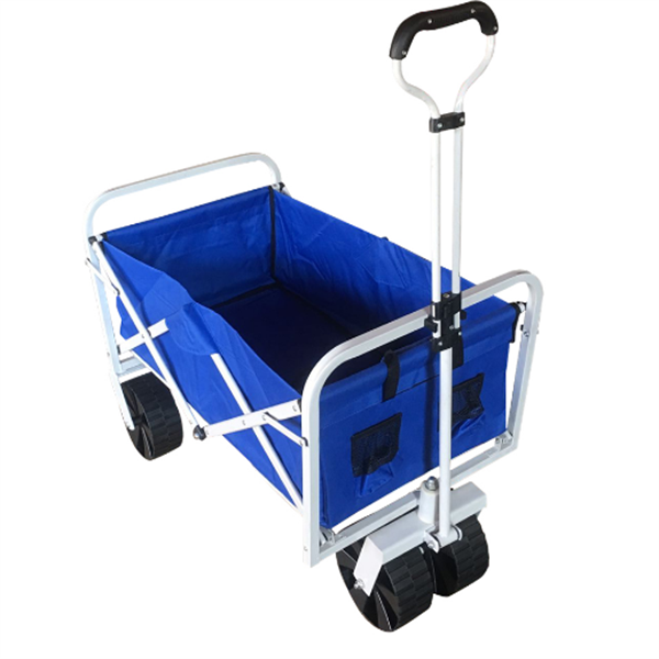 Retractable Handle Collapsible Camping Trolley Folding Wagon With Rubber Wheels PP