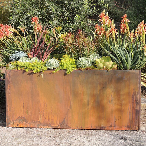 Outdoor Garden Metal Planter Corten Steel Flower Pot Custom Painted
