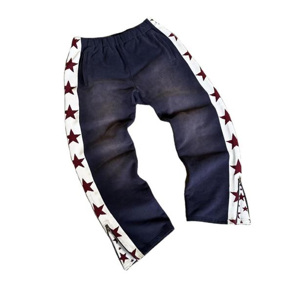 Custom Men's Streetwear Anti-Static Sweatpants in Baggy Flared Style with Side Stripe