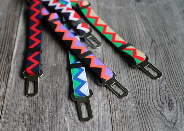 2.5cm Nylon Adjustable Car Dog Harness Seat Belt Elastic Woven  Contrast
