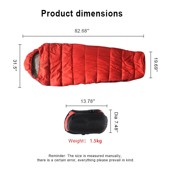Красный спальный мешок для взрослых мумий с тонкой решеткой