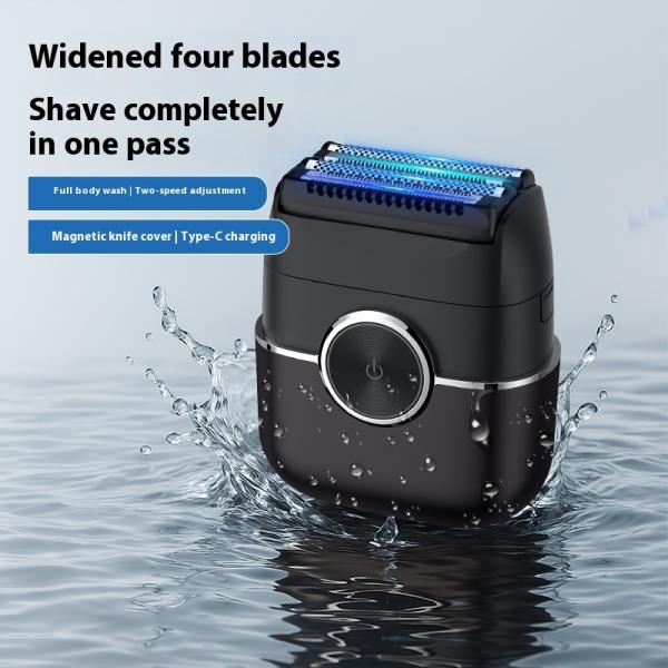 Portable Mini Electric Shaver for Men with 4-Blade Magnetic Floating System and 100 Minutes Working Time Powered by 300mAh Battery