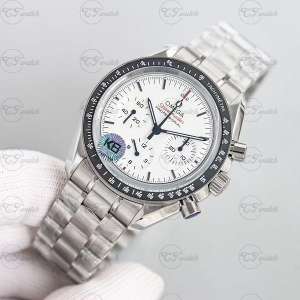 Omega Speedmaster Professional Moonwatch 42MM Montre Clone Mouvement Automatique 3861 Cadran Blanc Bracelet en Acier Inoxydable