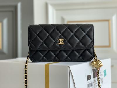 Black Mini Coco Chanel WOC Clutch Handbags Wallet On A Chain CF20