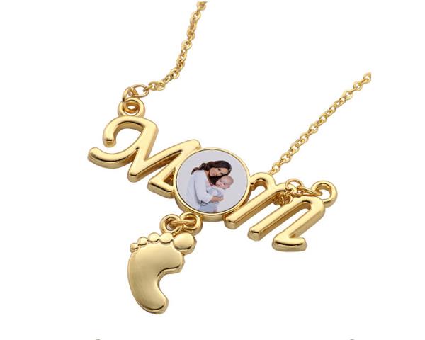 Collier Fête des Mères Maman Collier Sublimation Empreinte de Pied Collier Personnalisé Pour Maman Et Bébé