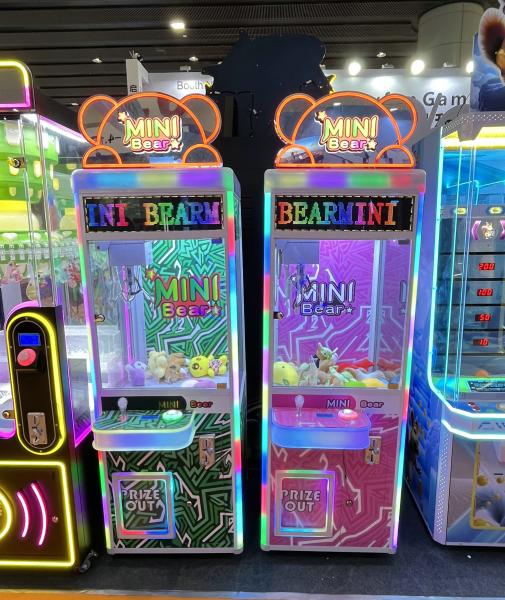Mini Bear with LED display Claw Machine Small Children Toy Crane Claw Machine Bill Banknote Coin Operated Prize Machine