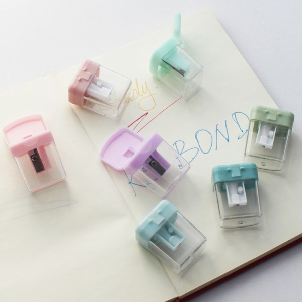 high quality hot sale candy color cover clear plastic sharpener