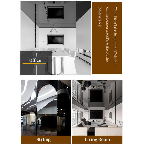 Hotel Light Luxury PET Decorative Bamboo Charcoal Wood Veneer Mirror Wall Panel