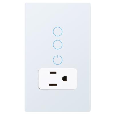Glass Touch Wifi Smart Socket Switch 2.4GHz 2 Gang WiFi Socket For Smart Home Control