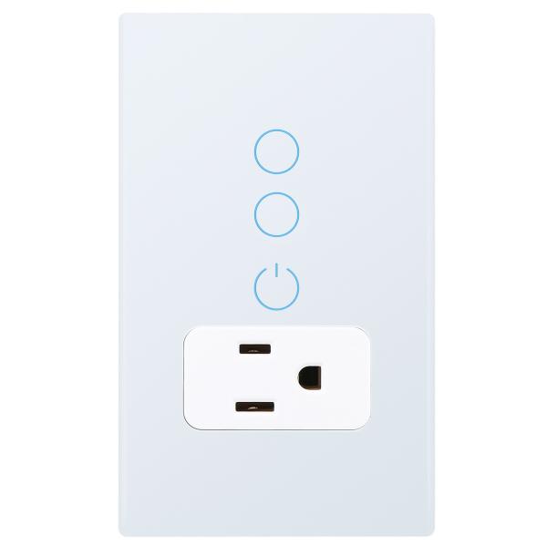 Glass Touch Wifi Smart Socket Switch 2.4GHz 2 Gang WiFi Socket For Smart Home Control