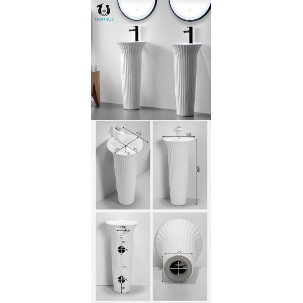 Luxury Bathroom Full Pedestal Wash Basin Floor Mounted Premium Ceramic One Piece