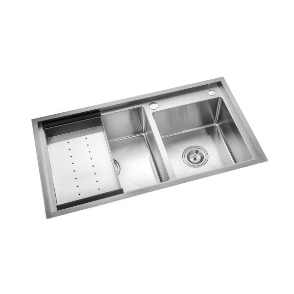 Кухонная раковина Handmade 820*450mm Faucet разбивочного стока двойная