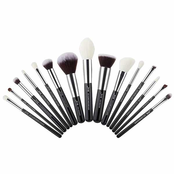 Jessup Full Size Black And Silver Makeup Brushes For Beauty School