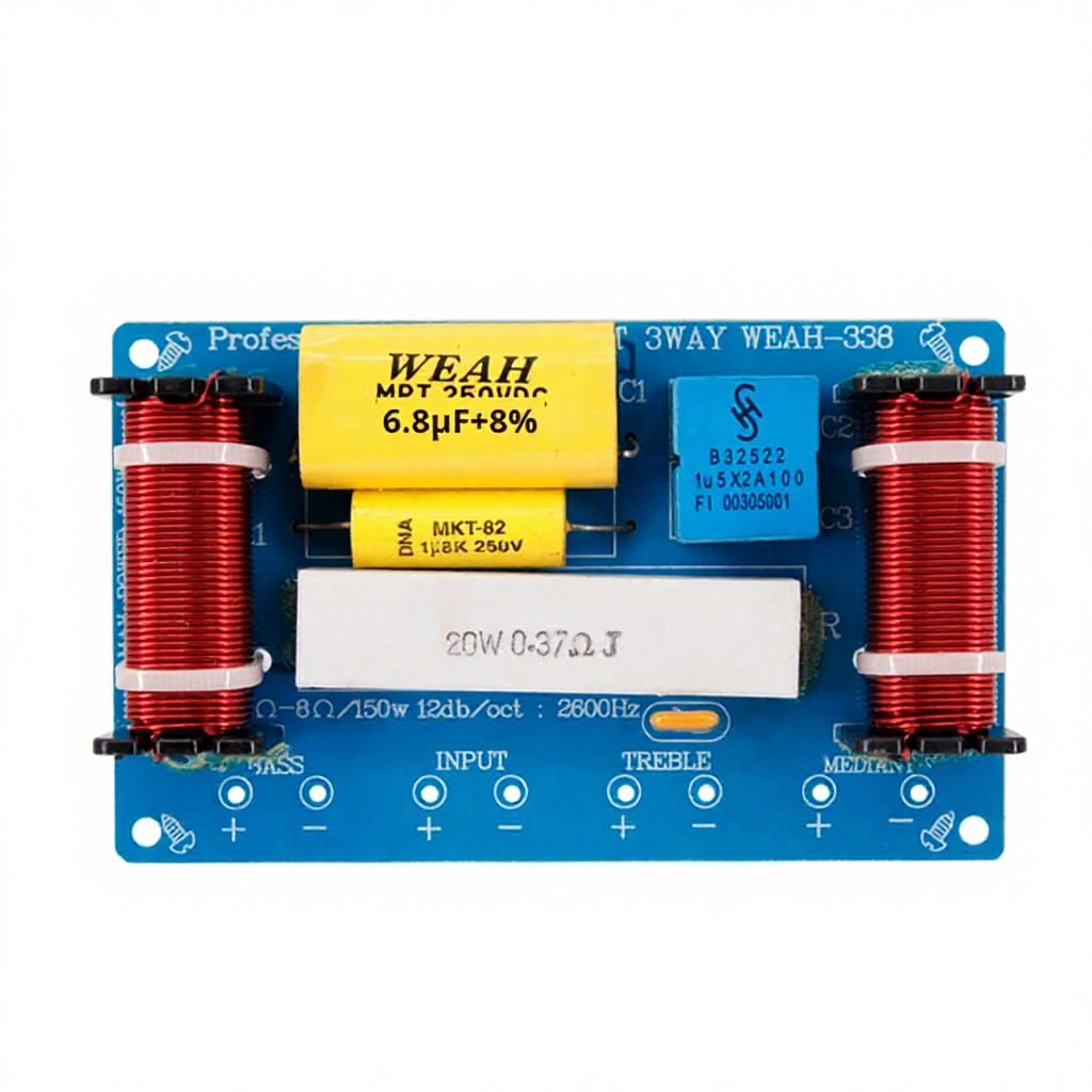 Three-Way Hi-Fi Speaker Crossover Treble Midrange Bass Frequency Divider Module