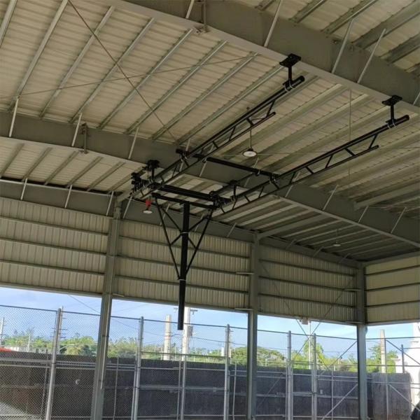 Ceiling Suspended Stationary Basketball Hoops Tempered Glass Indoor Gymnasium FIBA Adjustable Basketball Backstop Stand