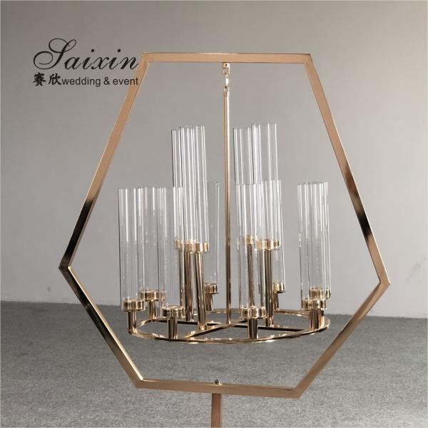 ZT-405B Saixin Novo Quadro de Metal Negro do Pentágono Com Candadeira Suspensa Para Decoração de Casamento