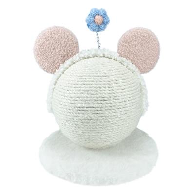 0.336m 1.08ft Pet Plush Toys Pink Hair Cat Scratching Ball Hemp Rope Filled EMC