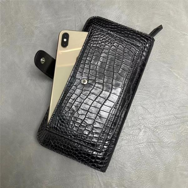 Authentic Exotic Crocodile Belly Skin Men's Large Card Wallet Genuine Alligator Leather Clutch Purse Male Phone Holders