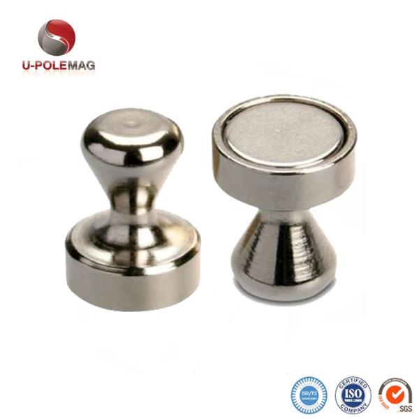 Permanent Nickel Coating Strong Neodymium Magnetic Push Pins for Silver Fridge Magnet