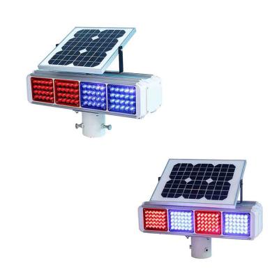 Four Sides Solar Traffic Lights Red And Blue Solar Traffic Signal Warning Light