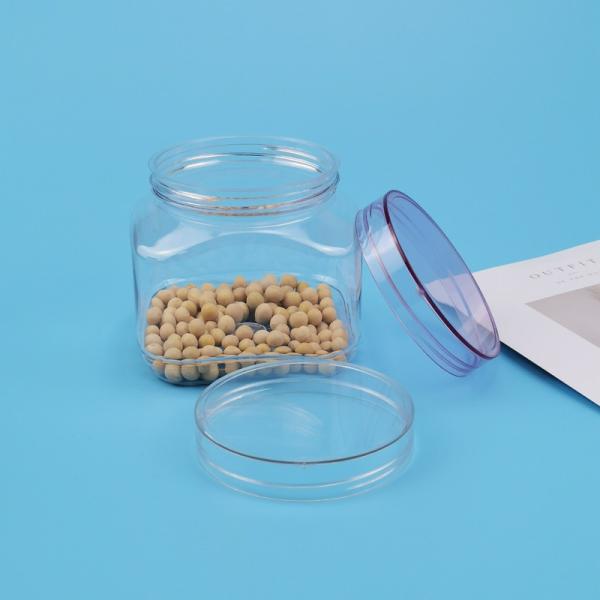 Clear 211# Screw Lid Pet Cookie Jar Square Shape Plastic Food Containers 380ml