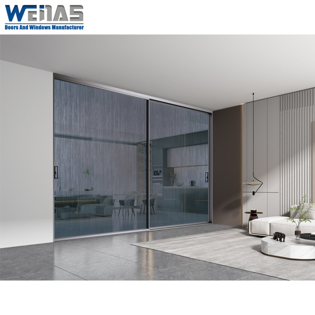 Ultra Slim Frame Interior Sliding Partition Doors Smooth Operation Windproof