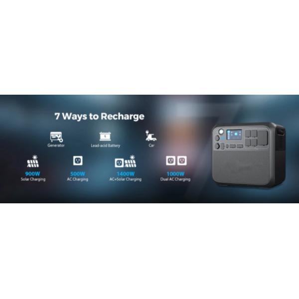 Li Ion Battery Solar Power System Ac200Max Charged By Portable Solar Power Panels  For Camping Electric Power Station