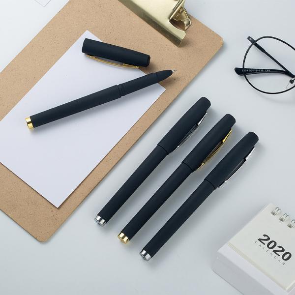 Corporate Advertising Black Metal Gel Ink Pen with Custom Logo and 240M Writing Length