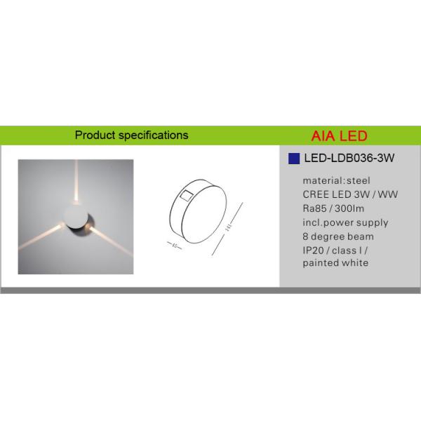 Steel 5degree 3x1W IP20 modern 3meters distance LED wall light /LED decoration wall light