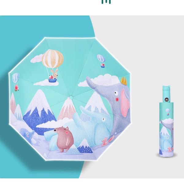 Adults Unique Pattern Self Fold Sun Rain Kids Umbrella with Rubber Coated Handle