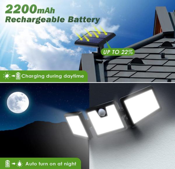 IP44 Capteur intelligent LED Lumière 500 lumens Solaire extérieur Sconce murale 5.5V