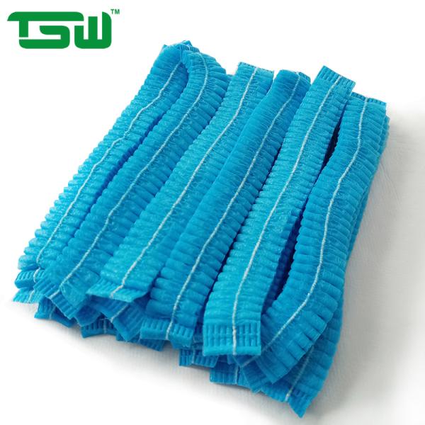 Blue Color Disposable Nurse Cap 12g 21 inch With Double Elastics