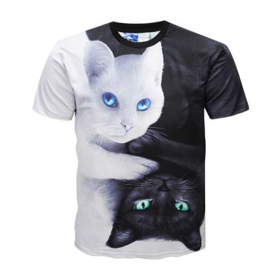 Casual 3d Animal Print T Shirts / Dye Sublimation T Shirts Round Neck