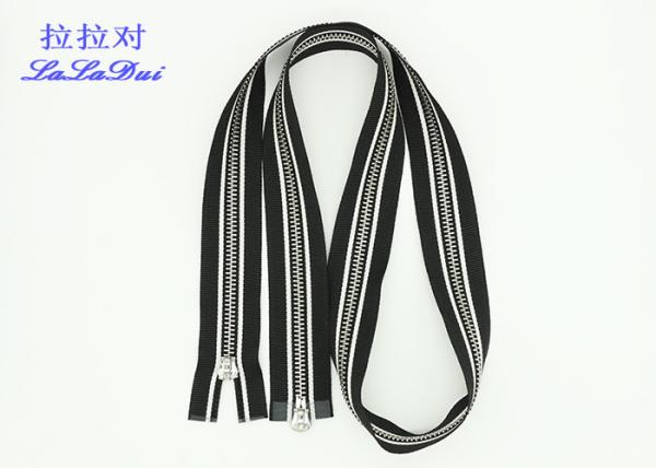 Silver Teeth Two Way Metal Zip Double Euro Type Sliders 100% Polyester Tape For Bags