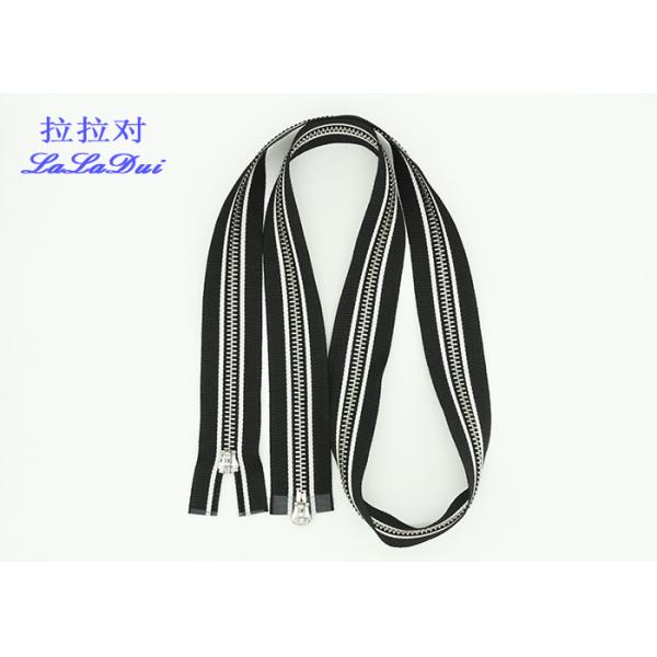 Silver Teeth Two Way Metal Zip Double Euro Type Sliders 100% Polyester Tape For Bags