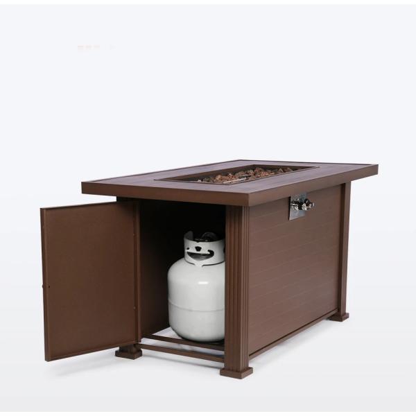 50,000BTU Auto Ignition Propane Fire Pit Black Tempered Glass Top Clear Glass Rock