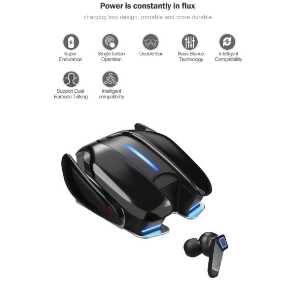 10 Meters Creative Wireless Earbuds Cool Shape Gaming Hi-Fi Stereo Headset
