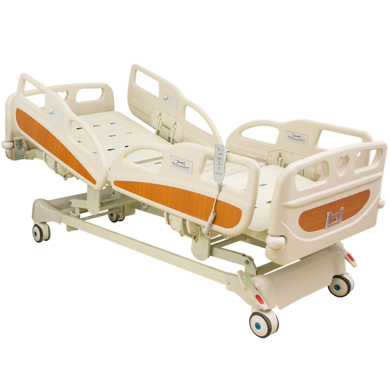 Manual Five-function Medical Care Bed with Hand-crank Adjustable Height and Aluminium Alloy Frame for Nursing Home and Hospital Use